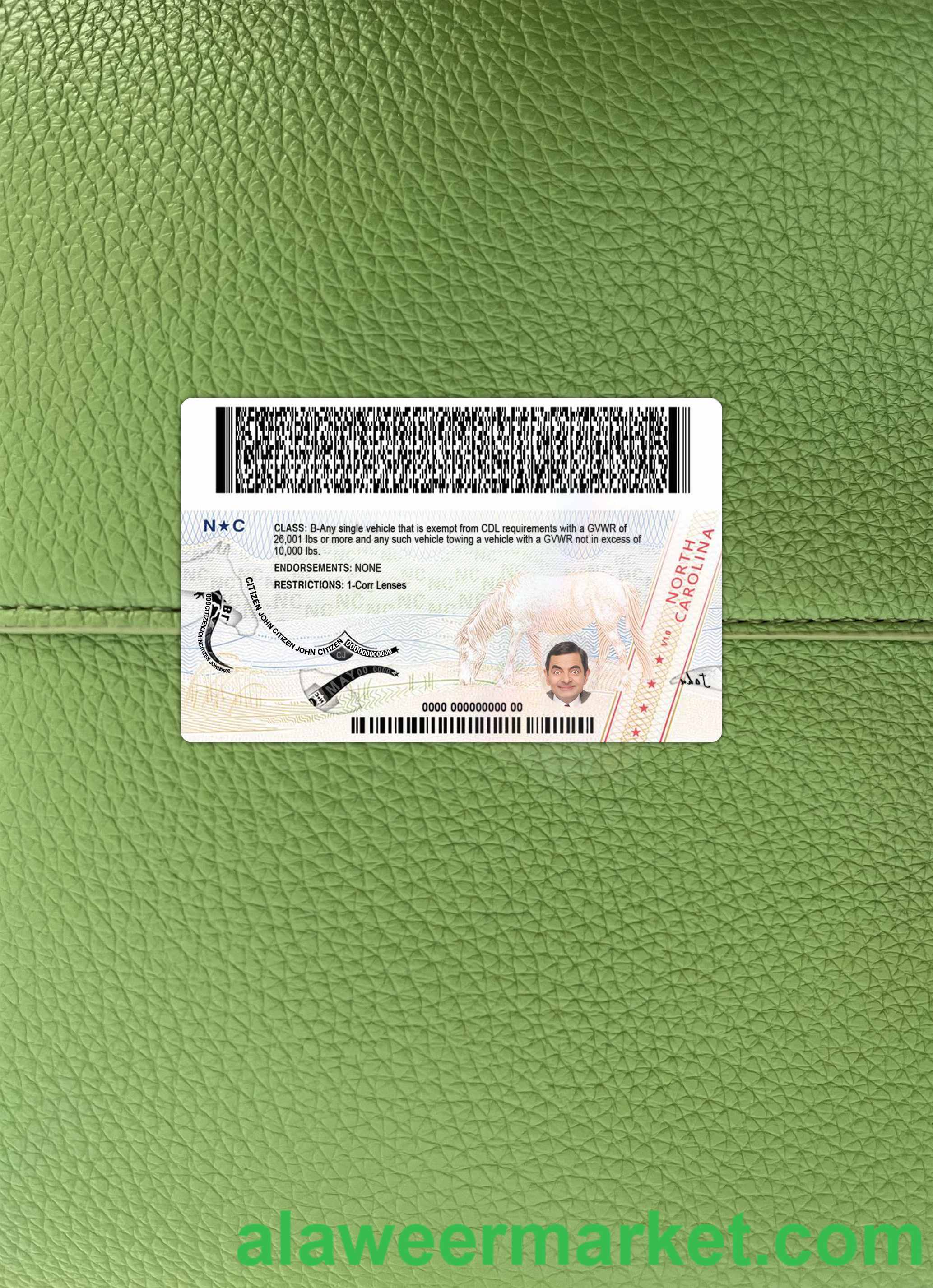USA North Carolina driving license 2024-present photolook BACK